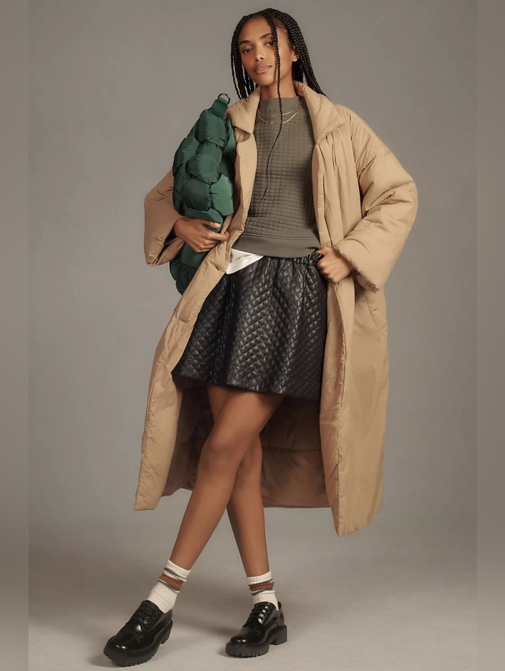 Good American Oversized Puffer Trench Coat Anthropolgie L/XL